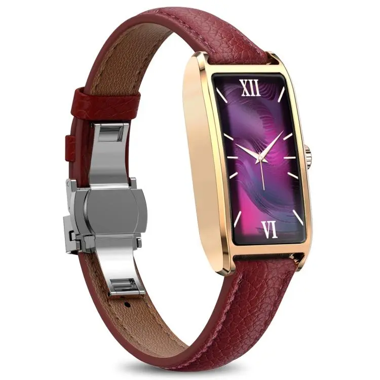 Dora T 1.13 inch AMOLED Screen IP68 Waterproof Lady Smart Watch, Supports Health Monitoring(Wine Red Gold)