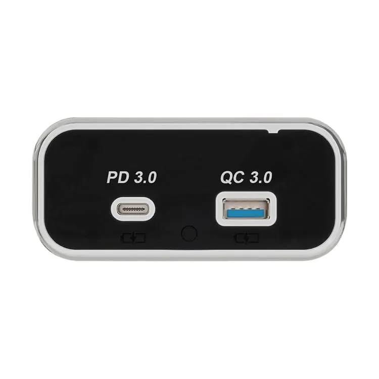 Dual Ports Car Modification Fast Charging QC3.0+PD3.0 Car Charger(Black with Silver Border)