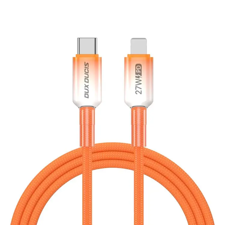 DUX DUCIS WLCM Series 27W Type-C to 8 Pin Transparent Gradient Braided Data Cable, Length
