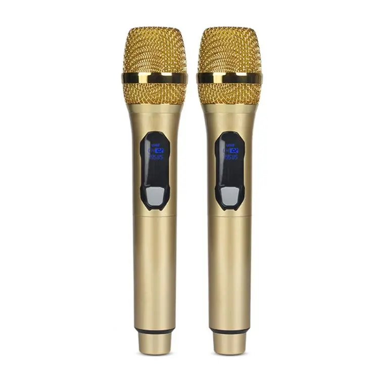E1 UHF 1 to 2 Rechargeable Wireless Microphone(Gold)