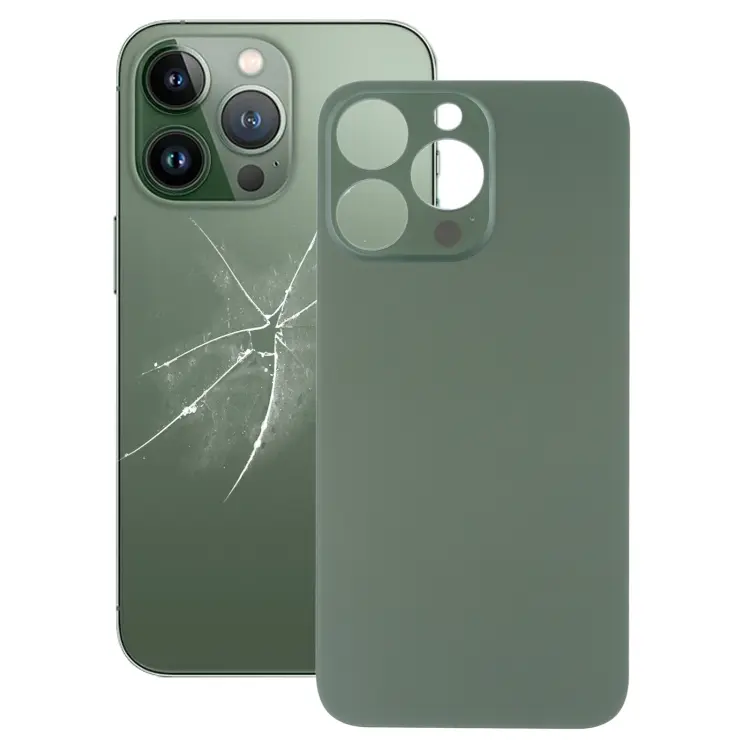 Easy Replacement Big Camera Hole Glass Back Battery Cover for iPhone 13 Pro Max(Green)