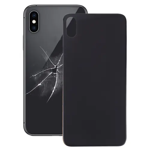 Easy Replacement Big Camera Hole Glass Back Battery Cover with Adhesive for iPhone XS Max(Black)