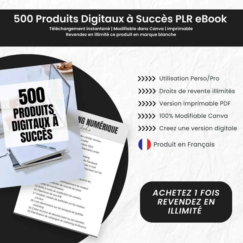 eBook 500 Produits Digitaux à Succès PLR
