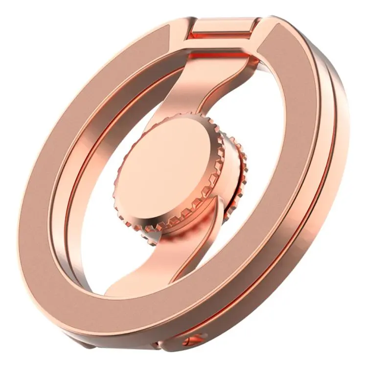 Electroplated Version Fully Foldable Fingertip Gyroscope Magnetic Phone Holder(Rose Gold)
