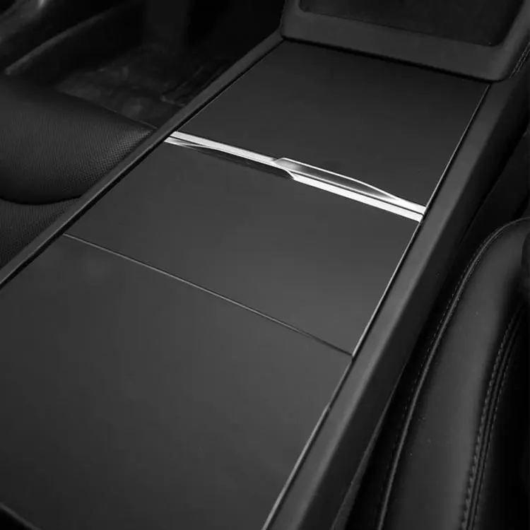 Electrostatic-Adsorption Silicone Center Console Mat For Tesla 2025+ Model Y Juniper / 2024+ Model 3 Highland(Black)