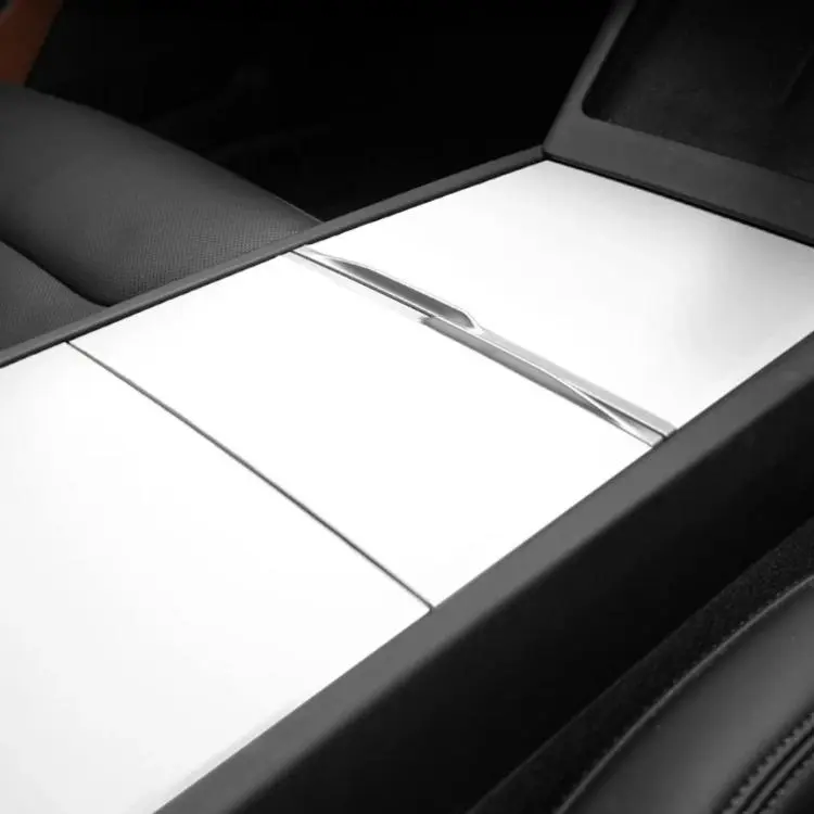 Electrostatic-Adsorption Silicone Center Console Mat For Tesla 2025+ Model Y Juniper / 2024+ Model 3 Highland(White)