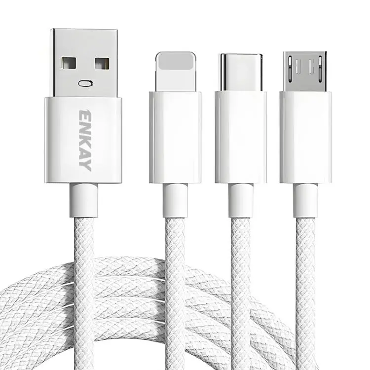 ENKAY CB173 3-in-1 Candy Color 60W USB to 8 Pin / Type-C / Micro USB Charging Data Cable, Length