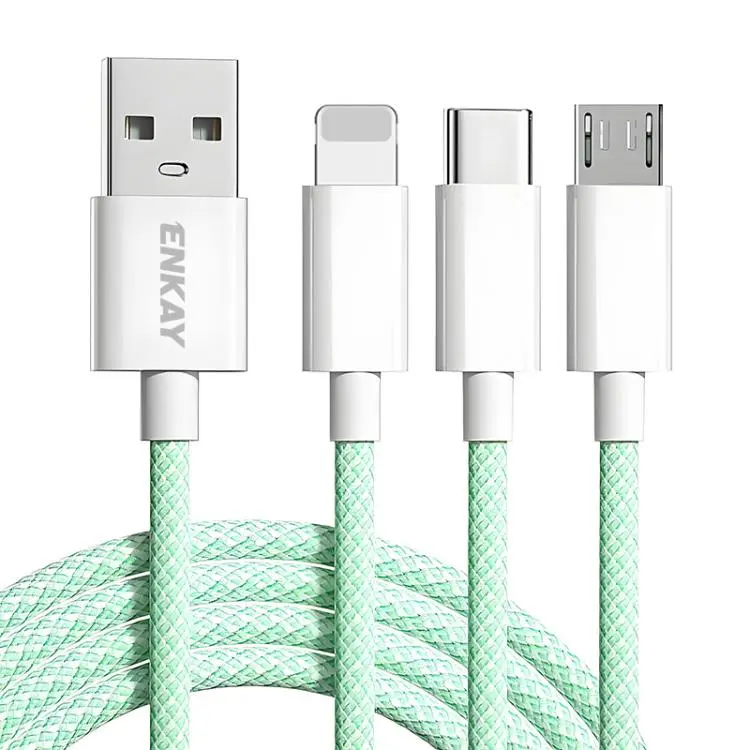 ENKAY CB173 3-in-1 Candy Color 60W USB to 8 Pin / Type-C / Micro USB Charging Data Cable, Length