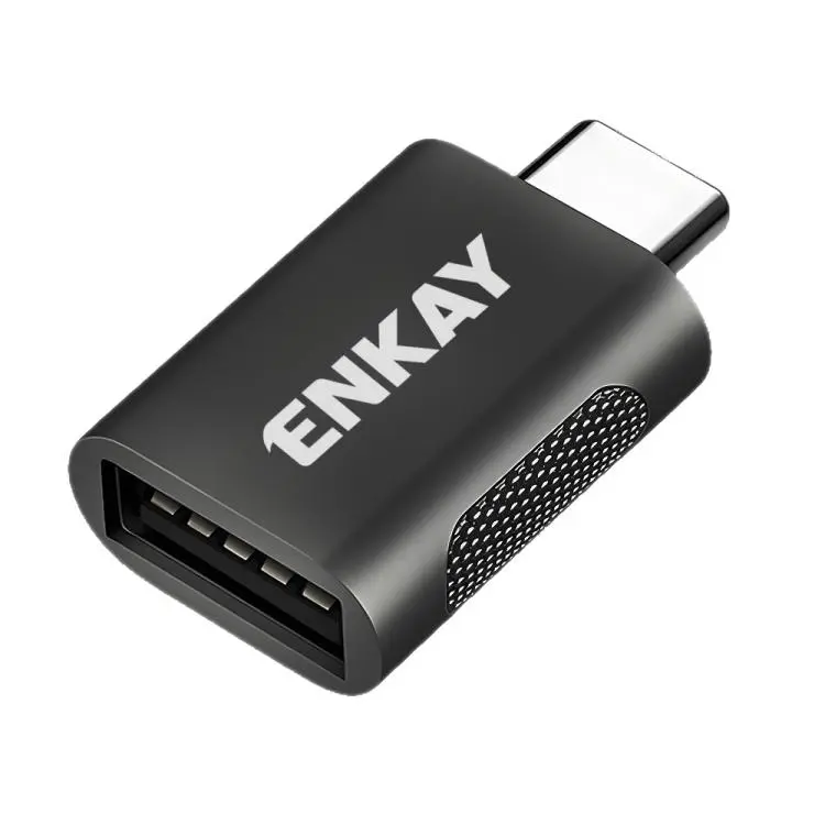 ENKAY ENK-AT131 10Gbps Female USB 3.2 A to Male USB C Data Adapter Zinc Alloy Converter(Black)