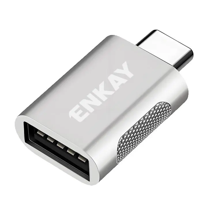 ENKAY ENK-AT131 10Gbps Female USB 3.2 A to Male USB C Data Adapter Zinc Alloy Converter(Silver)