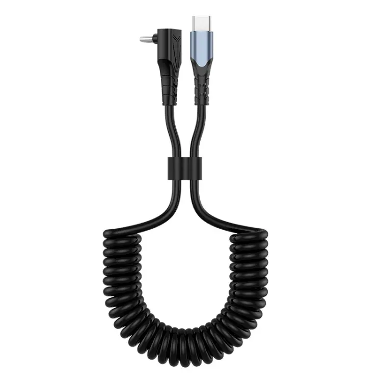 ENKAY PD 60W Type-C to Type-C 3A Elbow Expansion Spring Coiled Fast Chrging Data Cable, Length