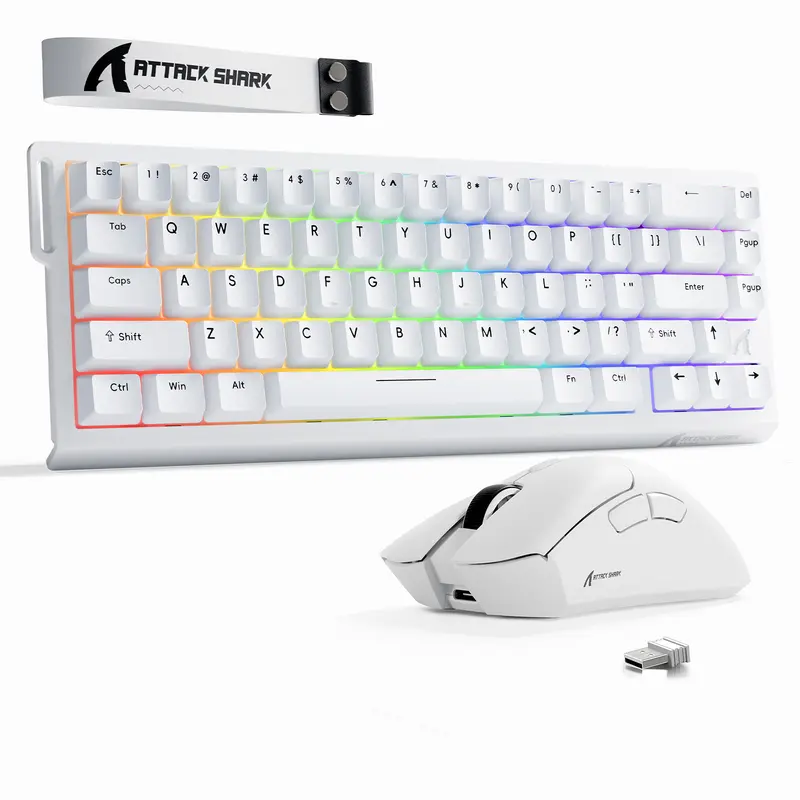 Ensemble clavier gaming ATTACK SHARK X68 HE à déclenchement rapide + souris gaming sans fil R1