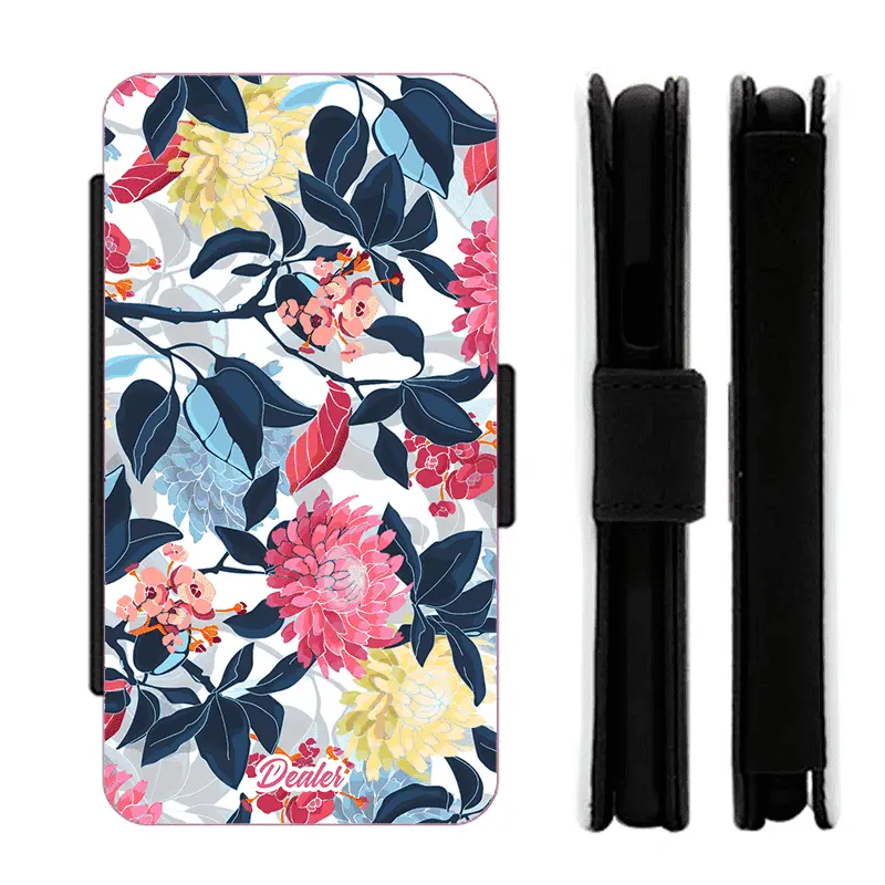 Etui Fleurs roses bleues