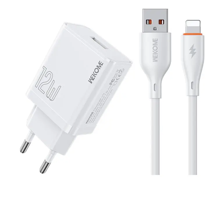 EU Plug WK WP-U76 Kinkong 12W USB Charger Set(with 8 Pin Cable)