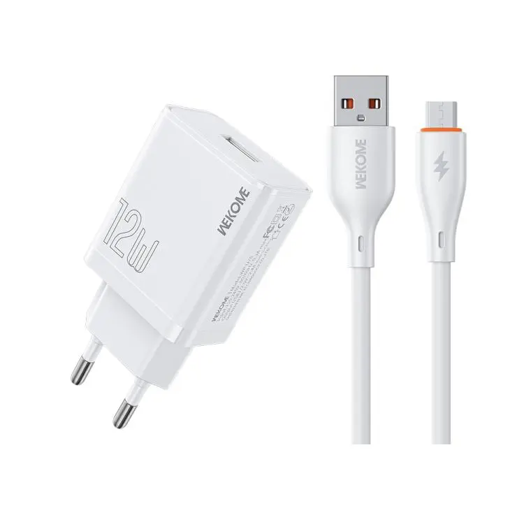 EU Plug WK WP-U76 Kinkong 12W USB Charger Set(with Micro Cable)