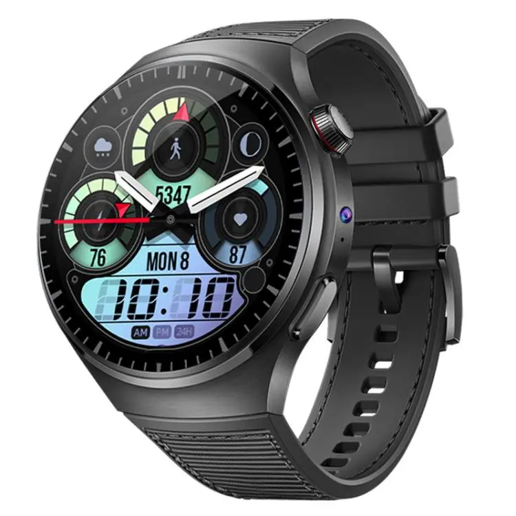 Eurasian African Version 4G SIM Card Slot Google Play Store Dual-camera Smartwatch(Black Silicone Strap 2+16G)