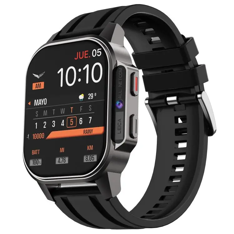 Eurasian African Version 4G SIM Card Slot Google Play Store Ooutdoor Photography Rugged Smartwatch(Black 2+16G)