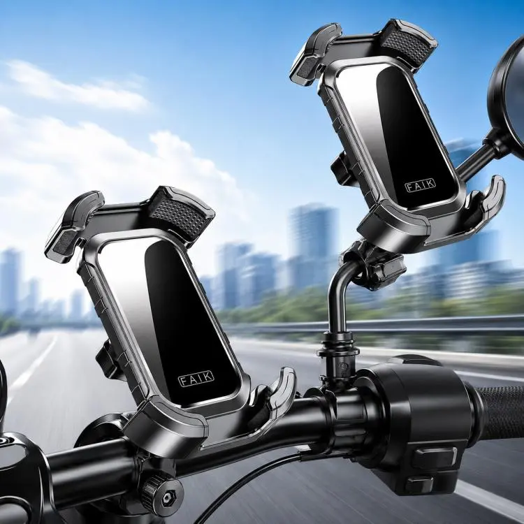 F1 Motorcycle Bicycle 360-Degree Rotating Navigation Phone Holder, Handlebar and Rearview Mirror Style(Black)