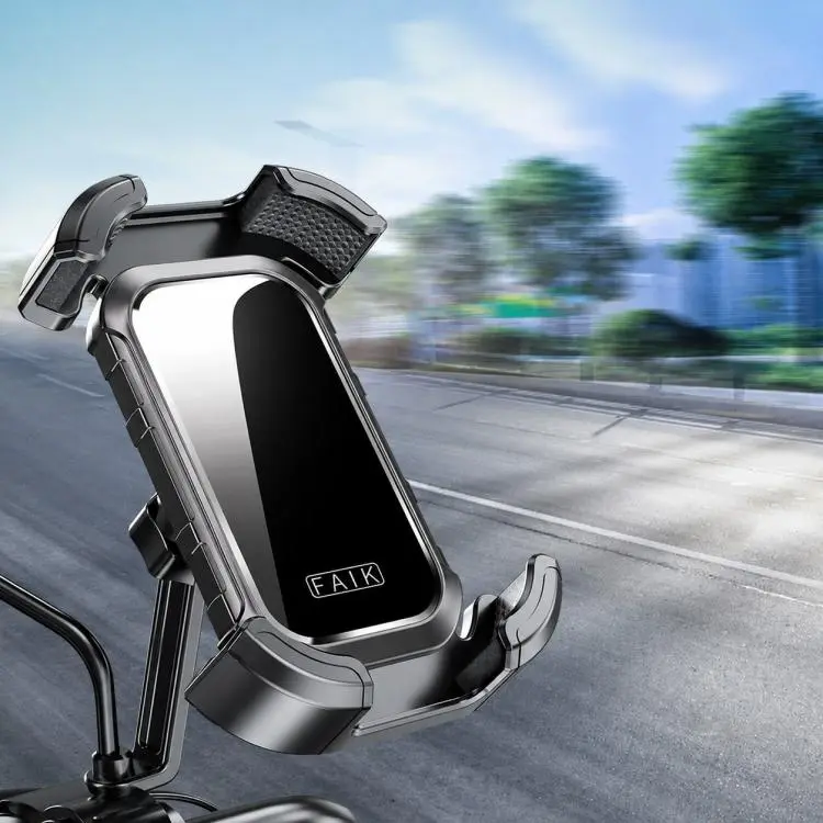 F1 Motorcycle Bicycle 360-Degree Rotating Navigation Phone Holder, Mirror-Finish Rearview Mirror Style(Black)