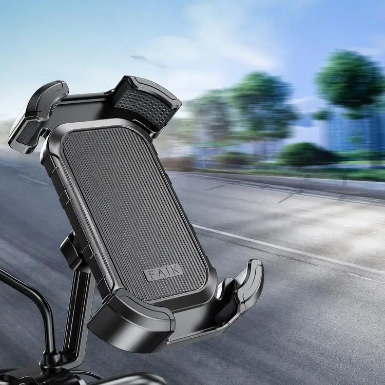 F1 Motorcycle Bicycle 360-Degree Rotating Navigation Phone Holder, Textured Rearview Mirror Style(Black)