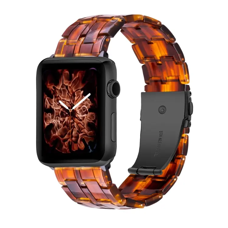Five-bead Resin Watch Band For Apple Watch Ultra 49mm&Watch Ultra 2 49mm / Series 9&8&7 45mm / SE 3&SE 2&6&SE&5&4 44mm / 3&2&1 42mm(Caramel)