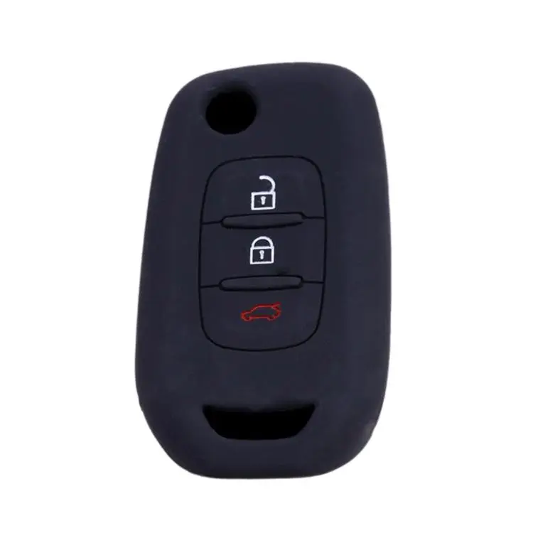Folding 3-Button Silicone Key Cover For Renault Koleos / Espace / Kadjar(Black)