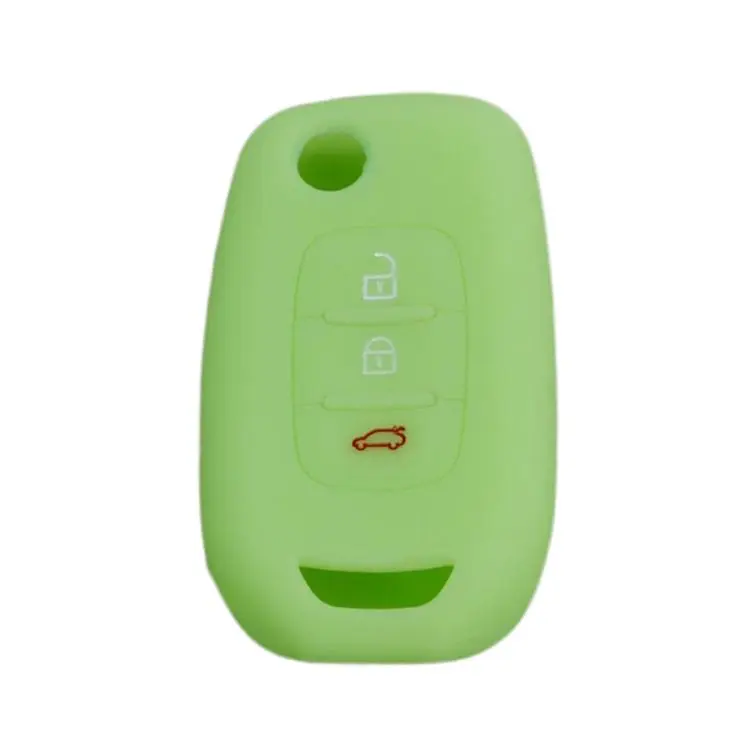 Folding 3-Button Silicone Key Cover For Renault Koleos / Espace / Kadjar(Glowing Green)