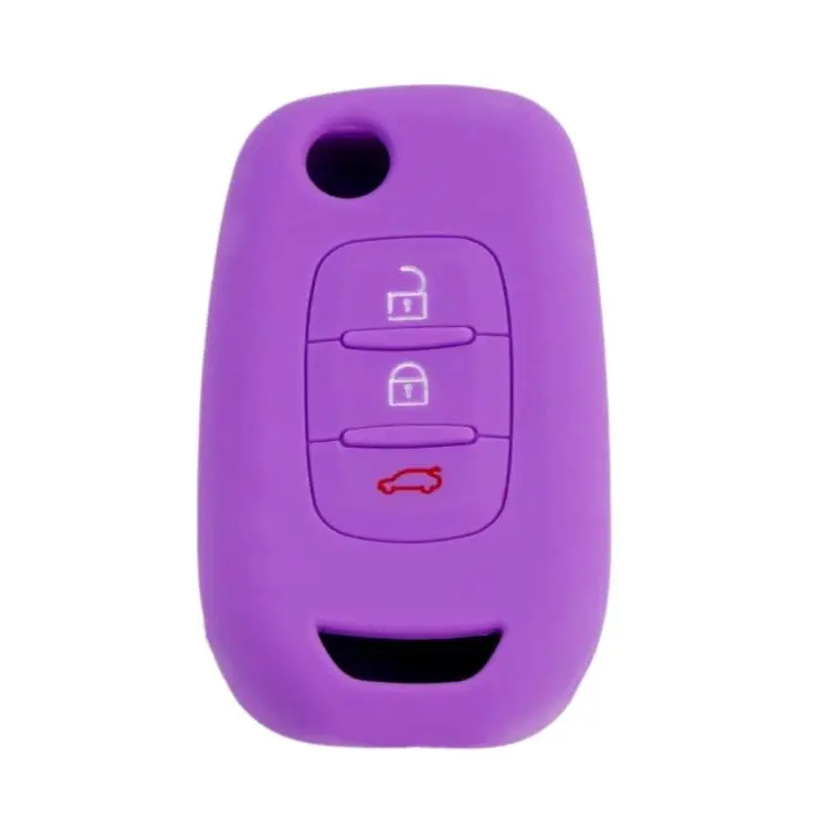 Folding 3-Button Silicone Key Cover For Renault Koleos / Espace / Kadjar(Purple)