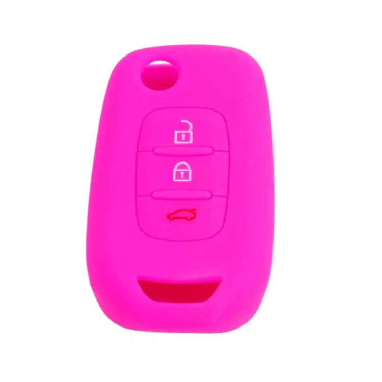 Folding 3-Button Silicone Key Cover For Renault Koleos / Espace / Kadjar(Rose Red)