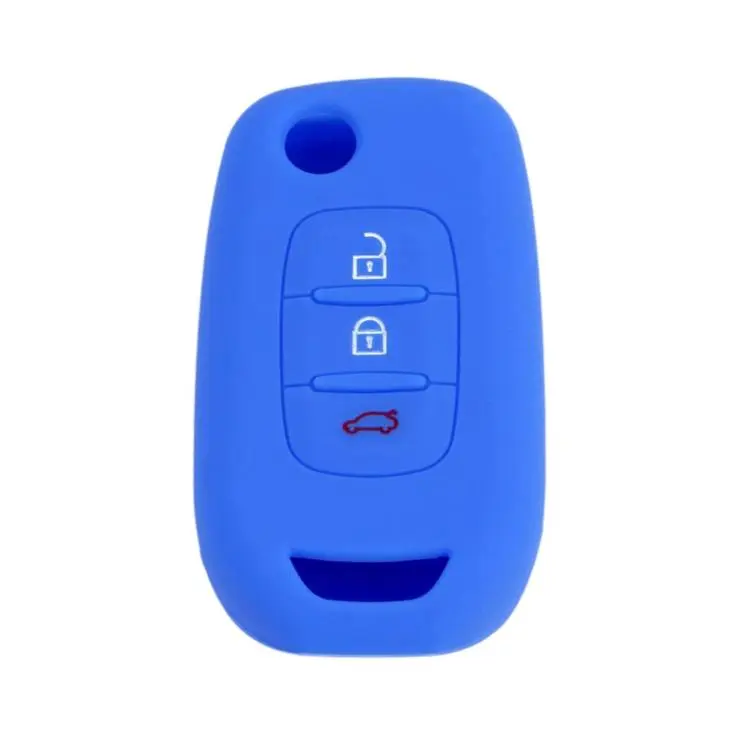 Folding 3-Button Silicone Key Cover For Renault Koleos / Espace / Kadjar(Sea Blue)