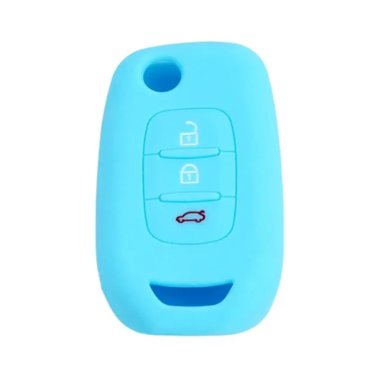 Folding 3-Button Silicone Key Cover For Renault Koleos / Espace / Kadjar(Sky Blue)