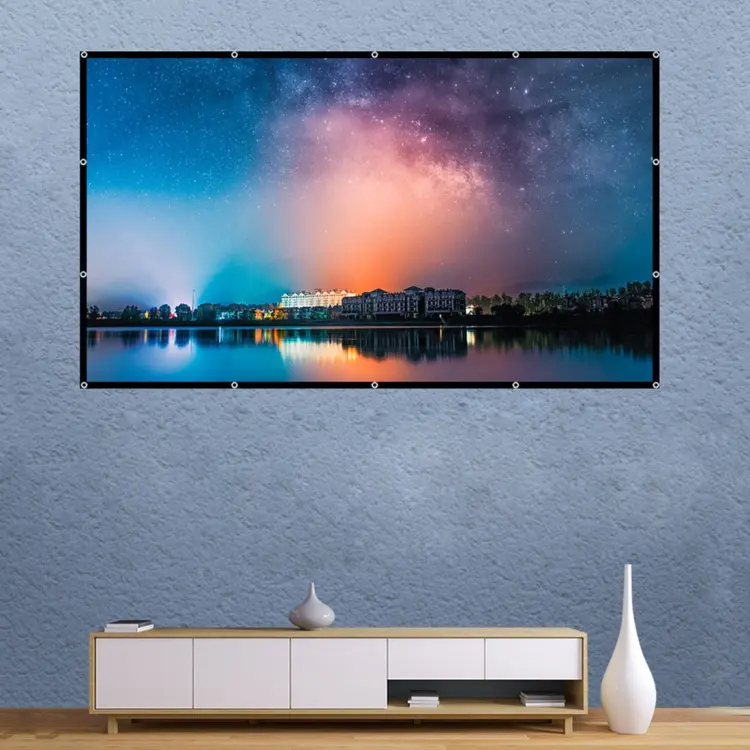 Folding Milk Silk Polyester Projector Film Curtain, Size