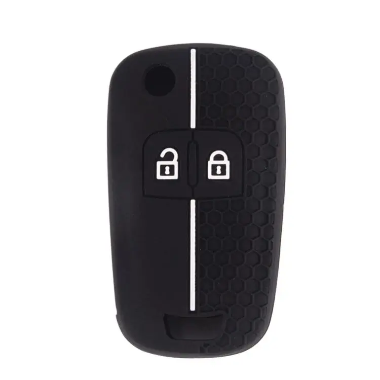 Folding Two-Button Honeycomb Texture Full-Coverage Key Cover for Opel Meriva(Black With White)
