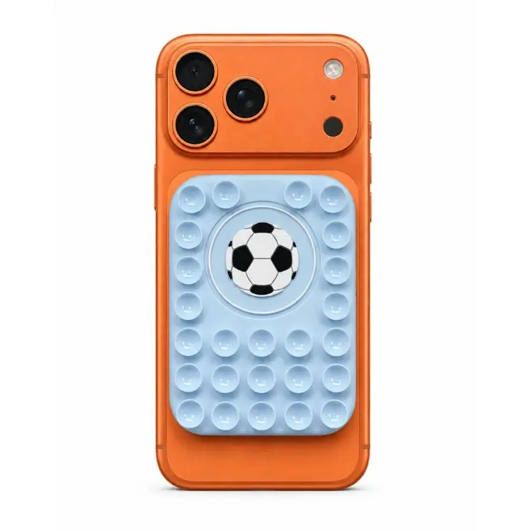 Football Reusable Silicone Magnetic Phone Holder(Light Blue)