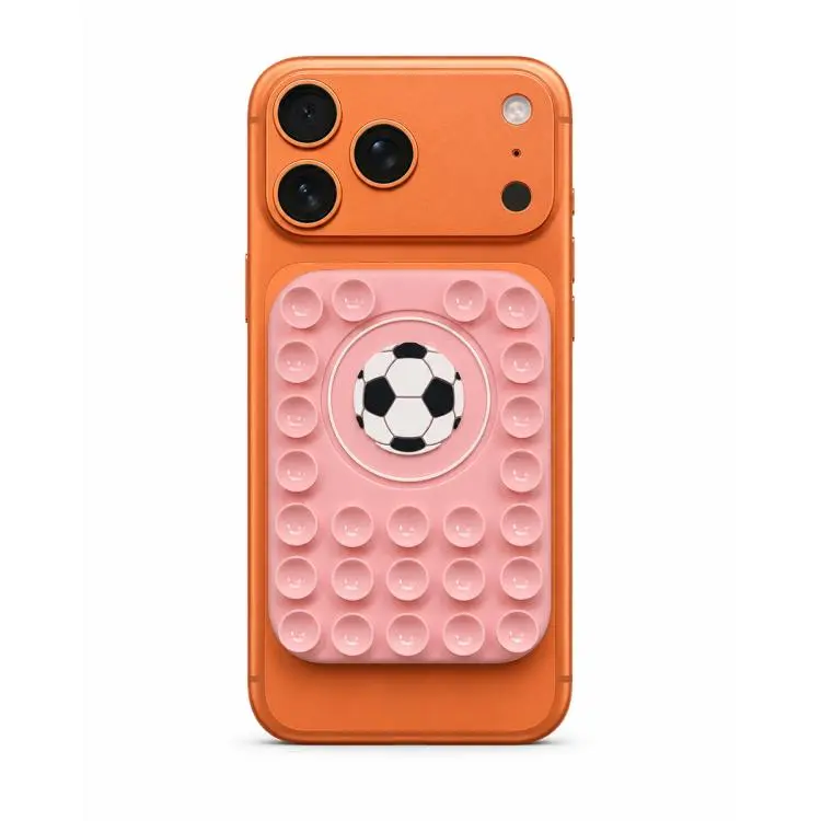 Football Reusable Silicone Magnetic Phone Holder(Pink)