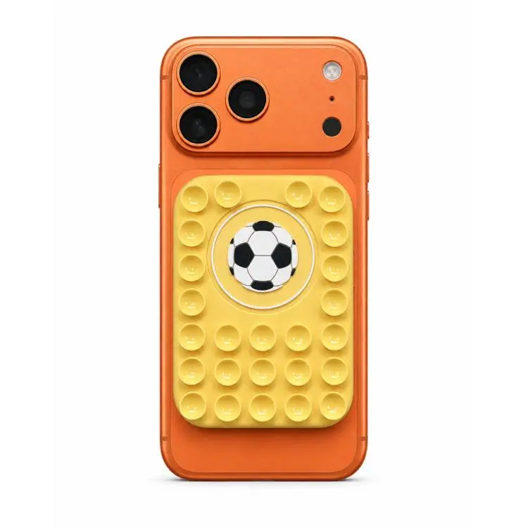 Football Reusable Silicone Magnetic Phone Holder(Yellow)