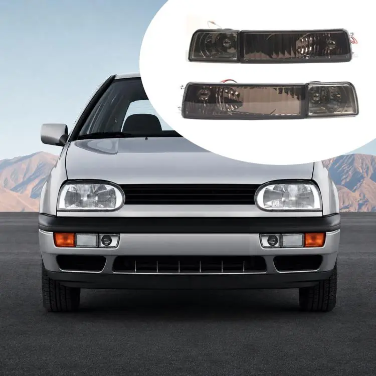 For 1992-1997 Volkswagen Golf / Jetta Front Bumper Crystal Fog Light Kit 1HM941777 / 1HM941778(Gray)