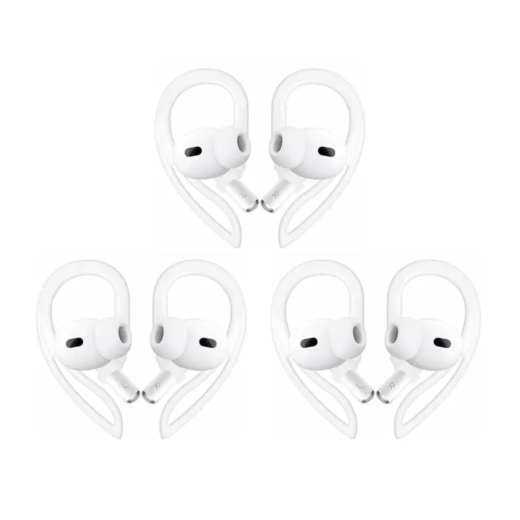 For AirPods 3/2/1 & Pro 3/2/1 XDcase 3 Pairs Soft Rubber Anti-slip Sports Ear Hooks(White)