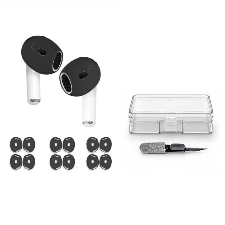 For AirPods 5 / 4 XDcase 6 Pairs Silicone Anti-slip Sports Ear Covers Kit, Cleaning Brush Color Random(Black)
