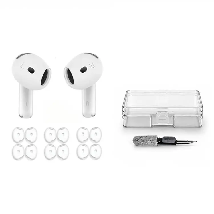 For AirPods 5 / 4 XDcase 6 Pairs Silicone Anti-slip Sports Ear Covers Kit, Cleaning Brush Color Random(White)