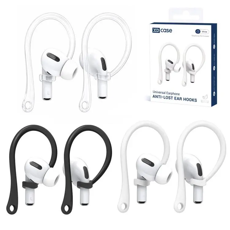 For AirPods / Galaxy Buds XDcase 3 Pairs Soft Rubber Anti-slip Sports Ear Hooks(Black White Transparent)