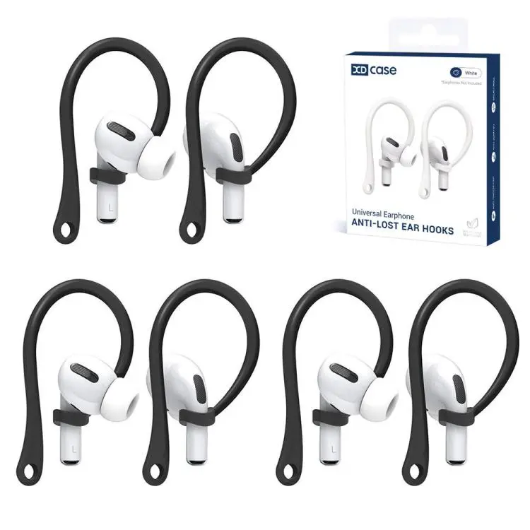 For AirPods / Galaxy Buds XDcase 3 Pairs Soft Rubber Anti-slip Sports Ear Hooks(Black)