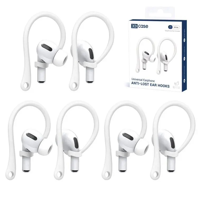 For AirPods / Galaxy Buds XDcase 3 Pairs Soft Rubber Anti-slip Sports Ear Hooks(White)