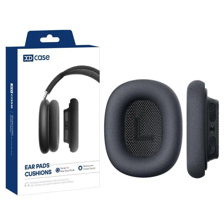 For AirPods Max 2 XDcase 1 Pair Mesh Fabric Magnetic Replacement Sponge Ear Pads(Black)