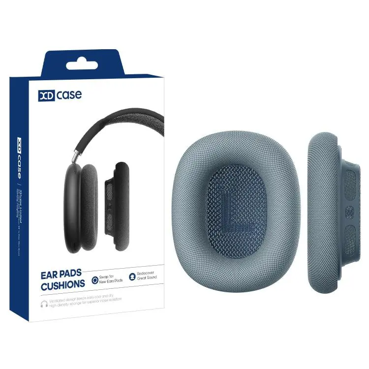 For AirPods Max 2 XDcase 1 Pair Mesh Fabric Magnetic Replacement Sponge Ear Pads(Light Blue)