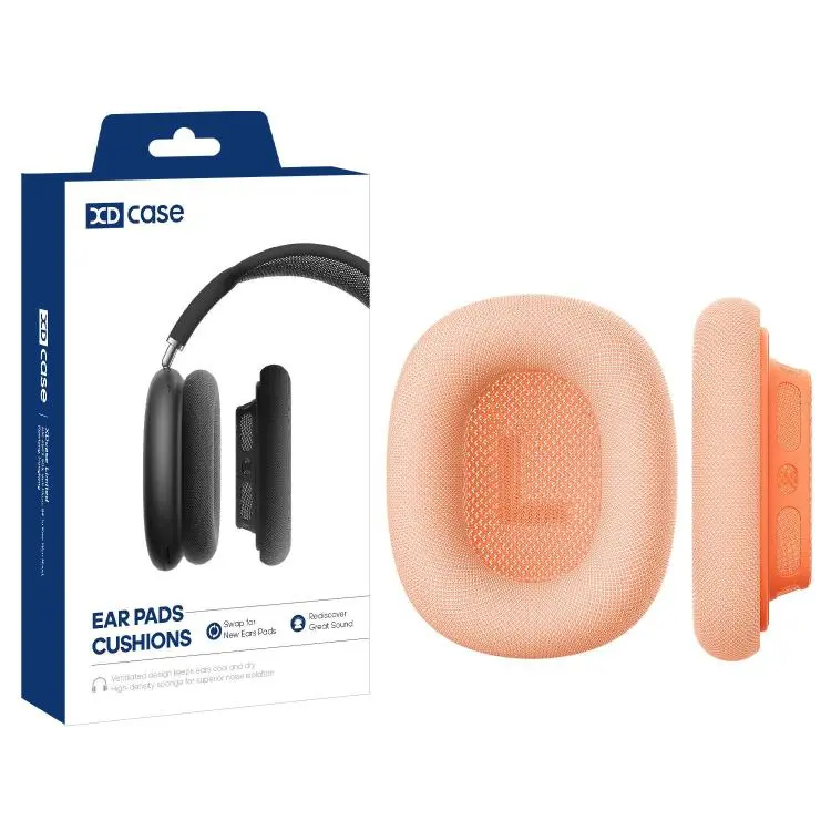 For AirPods Max 2 XDcase 1 Pair Mesh Fabric Magnetic Replacement Sponge Ear Pads(Orange)