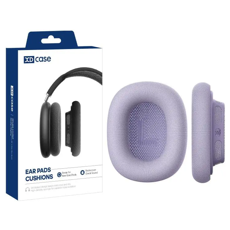 For AirPods Max 2 XDcase 1 Pair Mesh Fabric Magnetic Replacement Sponge Ear Pads(Purple)