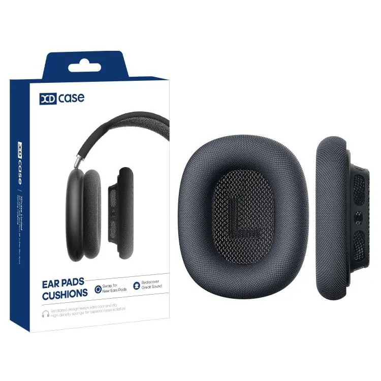 For AirPods Max XDcase 1 Pair Mesh Fabric Magnetic Replacement Sponge Ear Pads(Dark Grey)