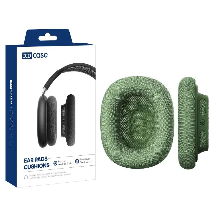 For AirPods Max XDcase 1 Pair Mesh Fabric Magnetic Replacement Sponge Ear Pads(Green)