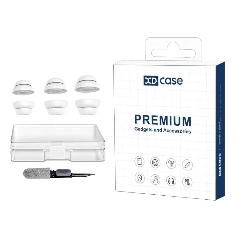 For AirPods Pro 1 / 2 XDcase 3 Pairs Noise Reduction Silicone Ear Tips Kit, S/M/L Size, Cleaning Brush Color Random(White)